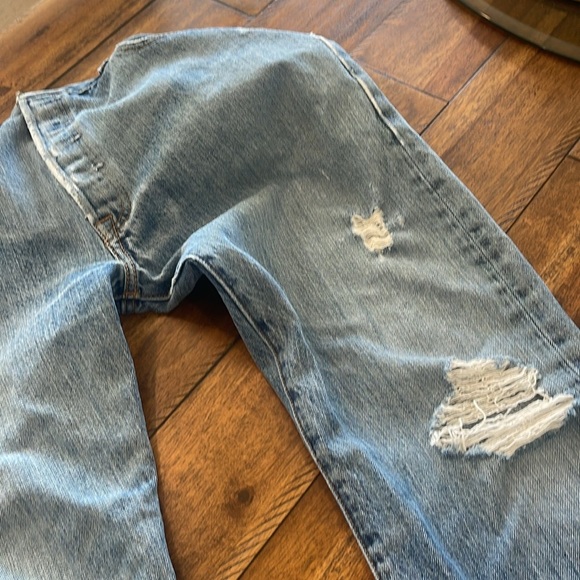 501 blue denim jeans button fly distressed straight leg jeans 36 x 28 - Picture 15 of 15